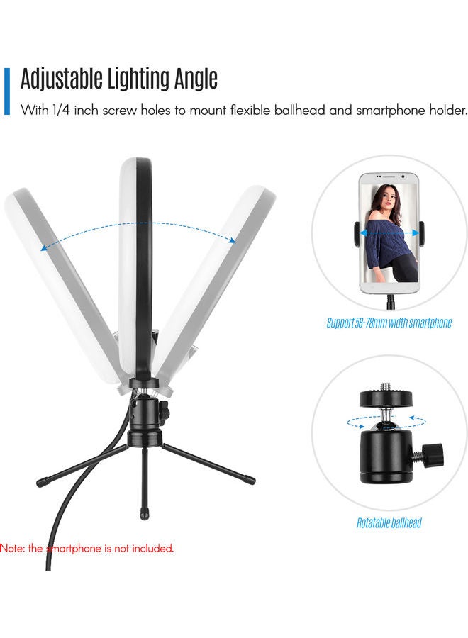 Photography LED Ring Light Set With Stand Black/White - Image 3