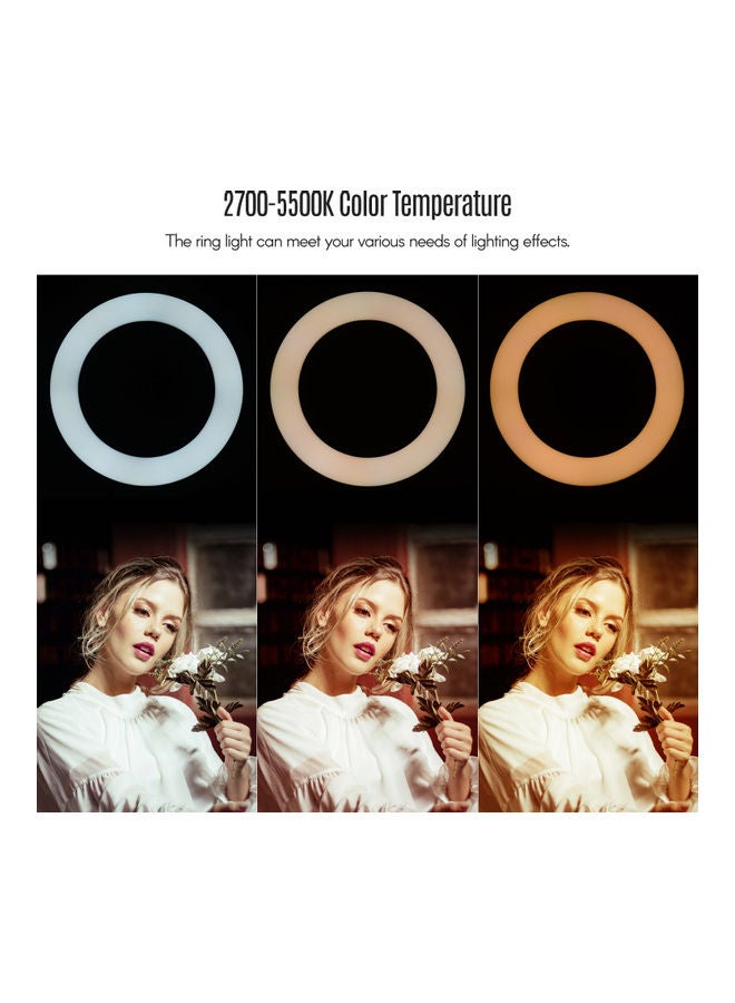 Photography LED Ring Light Set With Stand Black/White - Image 4
