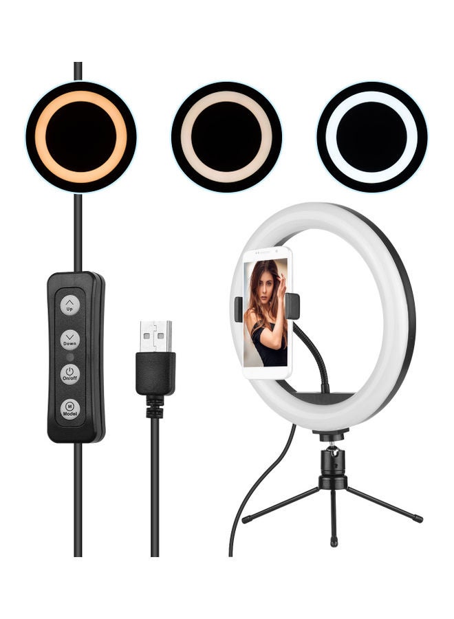 مجموعة ضوء LED حلقي للتصوير الفوتوغرافي مع حامل أسود/أبيض - Image 2
