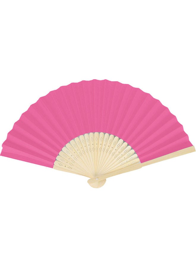 مروحة جيب من ورق الخيزران بتصميم صيني وردة حمراء - Image 1