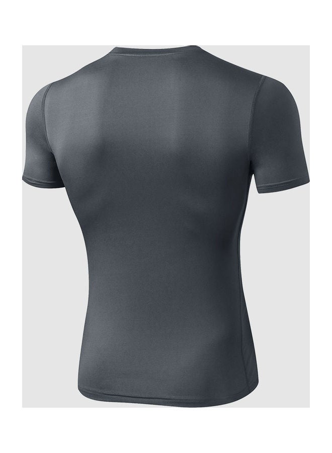 Generic Men Elastic Slim O-Neck Short Sleeves Sport T-Shirt  - Image 2