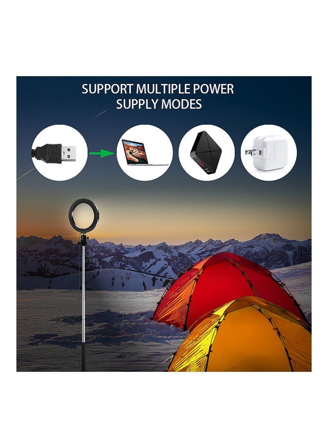 مجموعة ضوء LED حلقي للتصوير الفوتوغرافي مع حامل أسود - Image 3