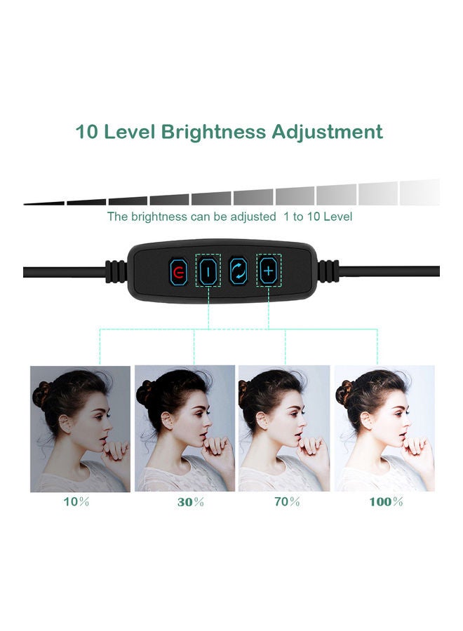 مجموعة ضوء LED حلقي للتصوير الفوتوغرافي مع حامل أسود - Image 3