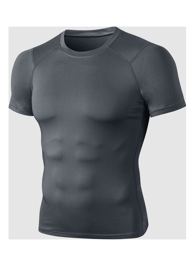 Generic Men Elastic Slim O-Neck Short Sleeves Sport T-Shirt  - Image 1