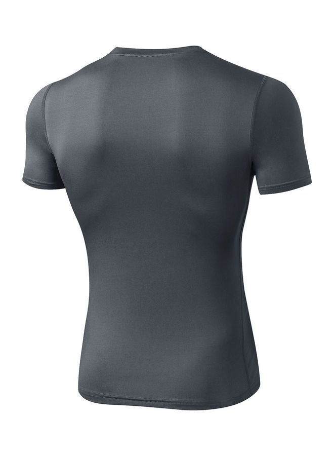 Generic Men Elastic Slim O-Neck Short Sleeves Sport T-Shirt  - Image 2