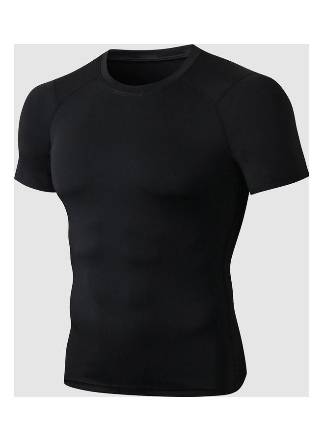 Generic Men Elastic Slim O-Neck Short Sleeves Sport T-Shirt  - Image 1