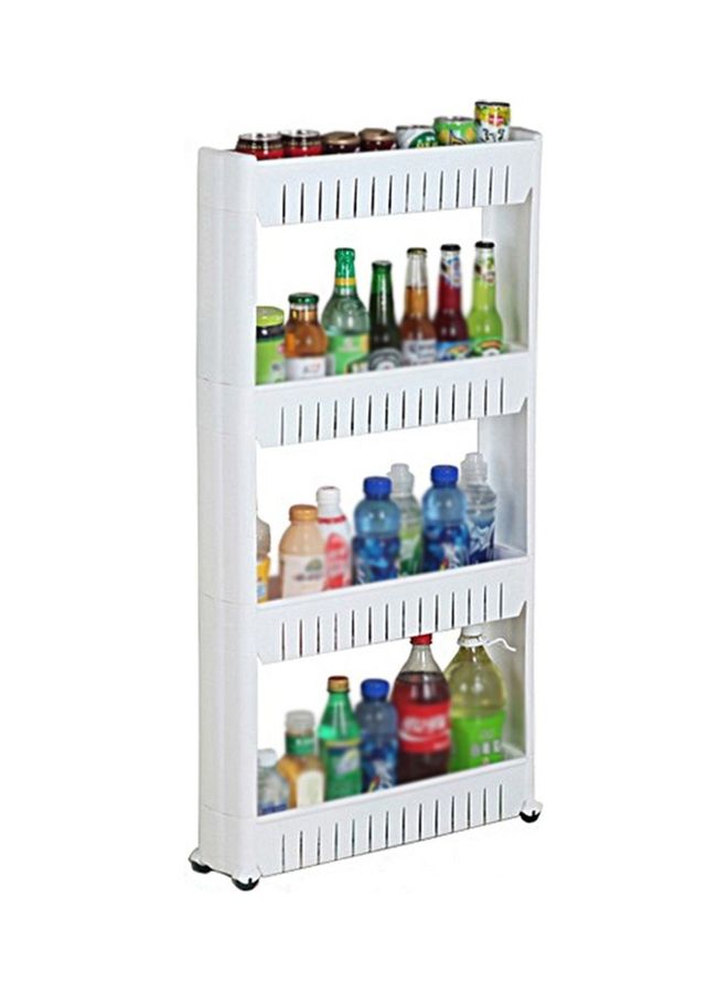 رف لتخزين وتنظيم الأغراض ذو شكل مرتفع مكون من 4 طبقات أبيض 54.5x31x14سم