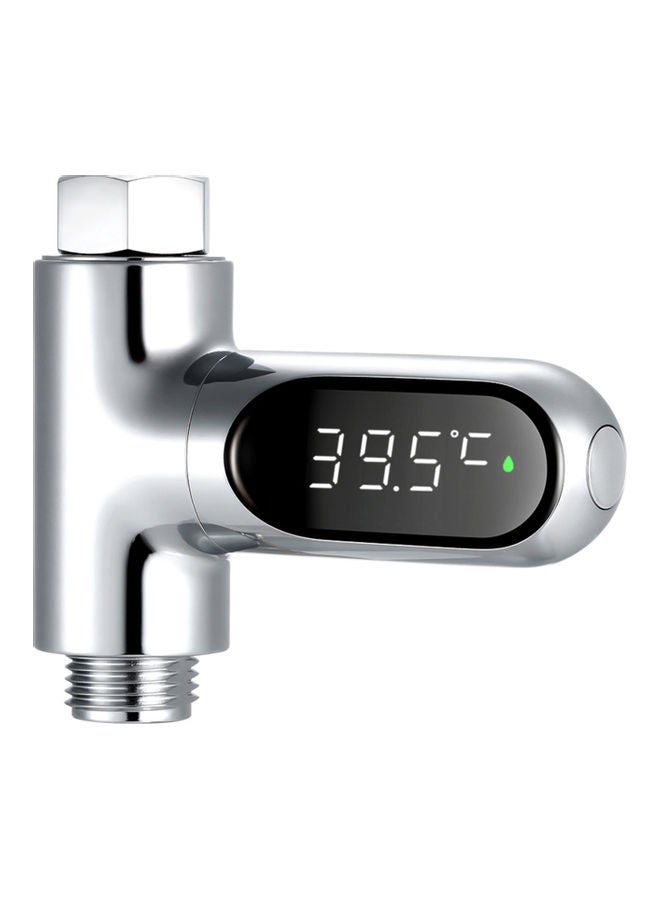 LED Display Water Meter Digital Shower Thermometer Black/Silver - Image 1