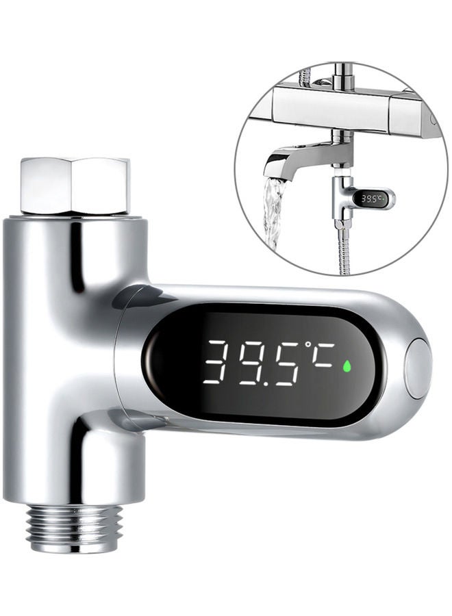 LED Display Water Meter Digital Shower Thermometer Black/Silver - Image 3