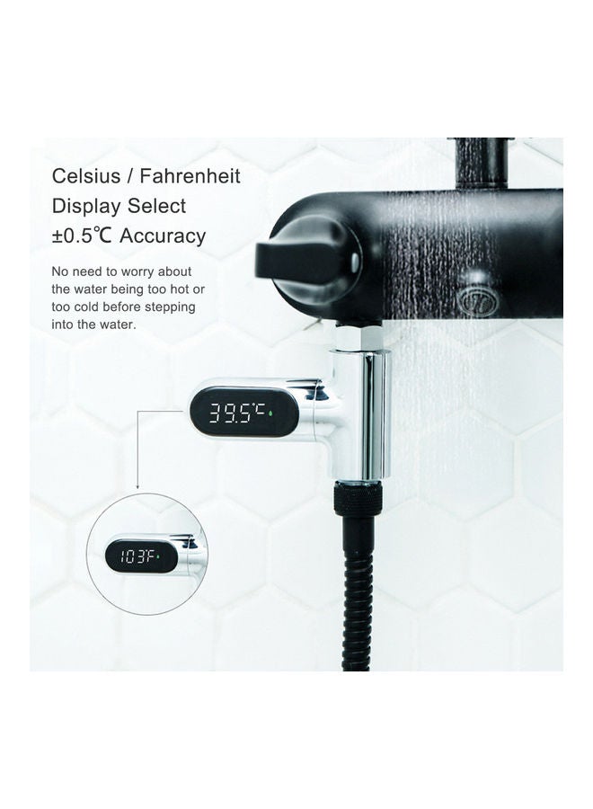 LED Display Water Meter Digital Shower Thermometer Black/Silver - Image 5