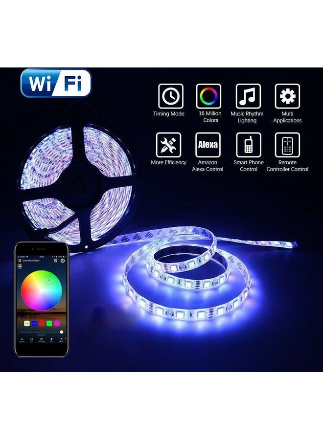 شريط بإضاءة LED ذكي ومُتعددة الألوان RGB وبخاصية التحكم بالواي فاي بطول 5 أمتار متعدد الألوان 20.32x20.32x6.1سم - Image 1
