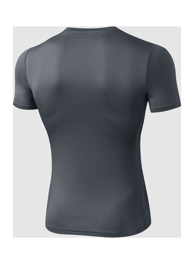 Generic Men Elastic Slim O-Neck Short Sleeves Sport T-Shirt  - Image 2