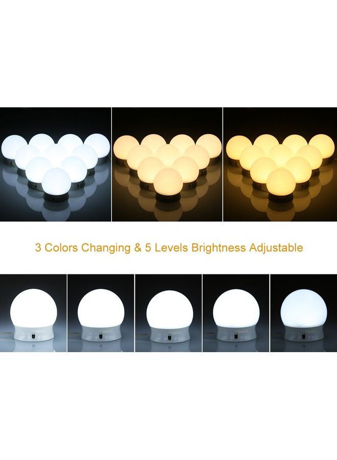 مجموعة مصابيح LED لمرآة الزينة قابلة للتعتيم مكونة من 10 قطع أبيض 20x14x5.7سم  - Image 3