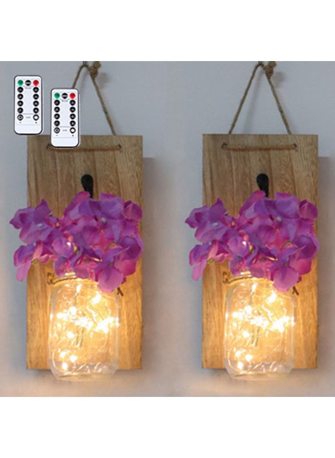 2-Piece LED Hanging Glass Jar Light Warm Yellow/Purple - Image 1