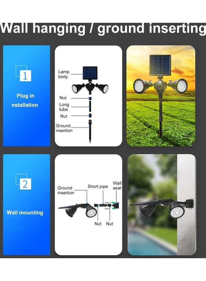 مصباح إضاءة مركزة برأس مزدوج يعمل بالطاقة الشمسية أبيض دافئ - Image 5