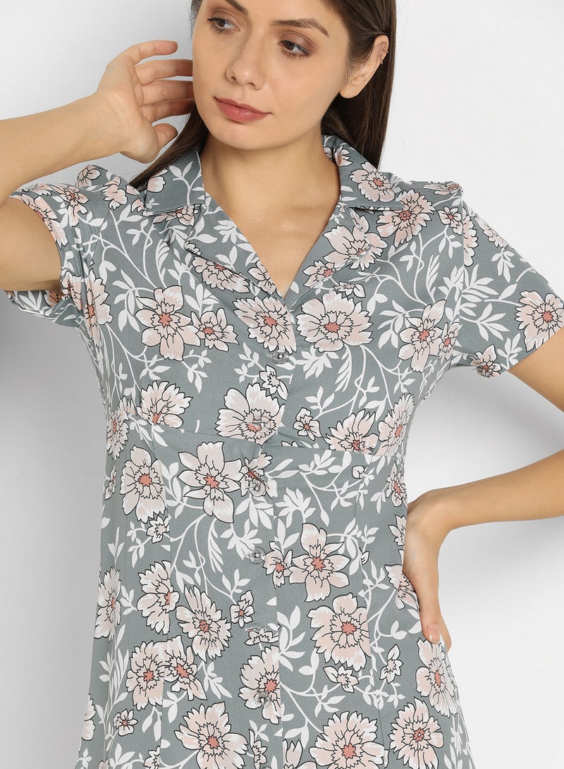 Campus Sutra - Printed Casual Mini Dress Multicolour - Image 1