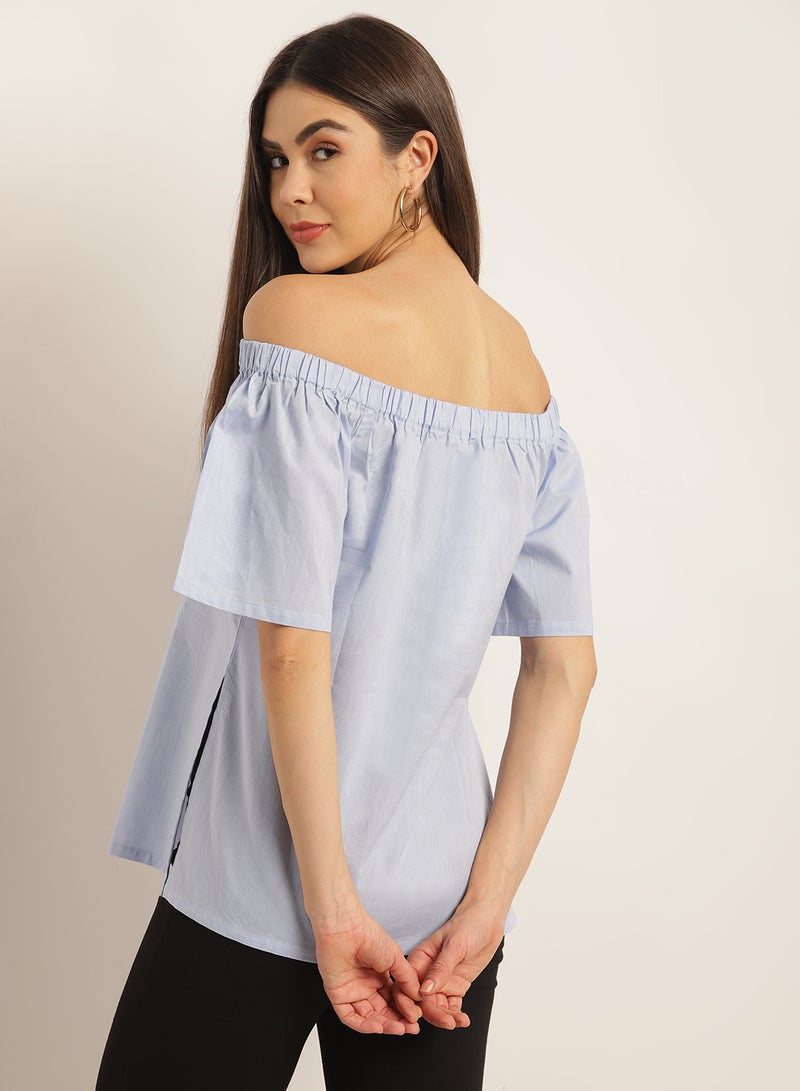 Miss Chase Promises Off Shoulder Top Light Blue  - Image 2