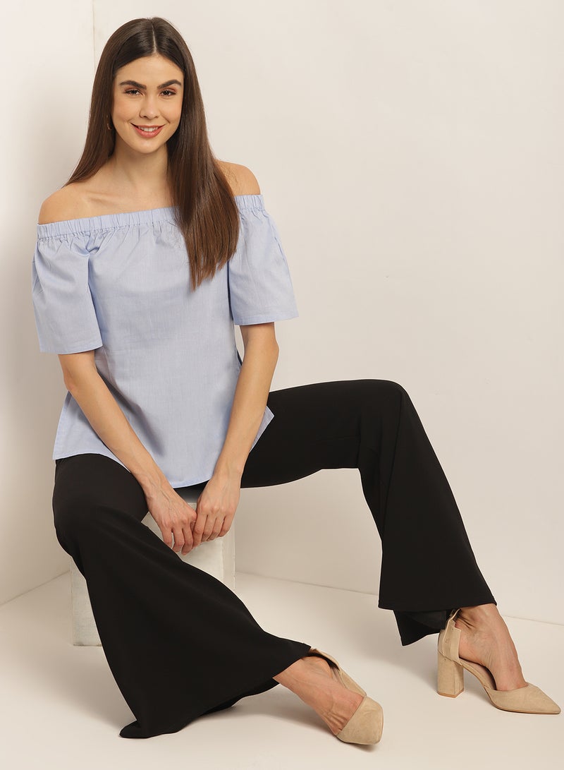 Miss Chase Promises Off Shoulder Top Light Blue  - Image 3