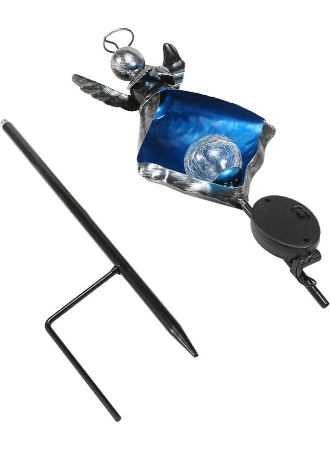 Generic Solar Iron Simulate Flame Inserted Lamp Blue 42x18x12cm  - Image 4