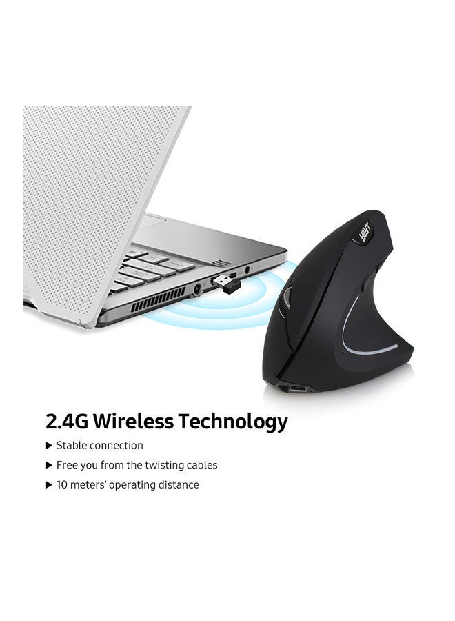 YWYT - 2.4G Wireless Vertical Optical Mouse With USB Receiver Black - Image 1