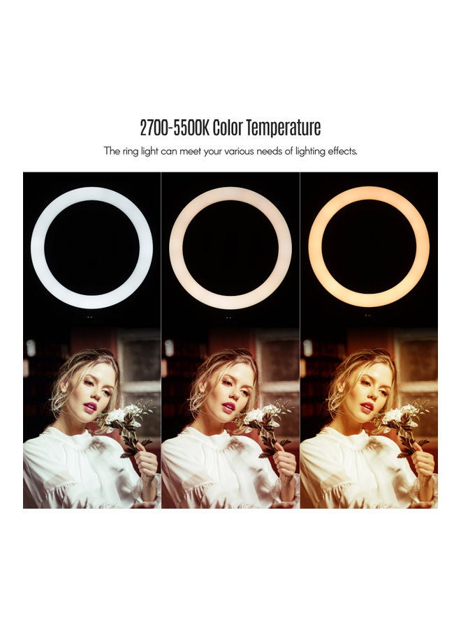 مجموعة ضوء LED حلقي للتصوير الفوتوغرافي مع حامل أسود/أبيض - Image 5