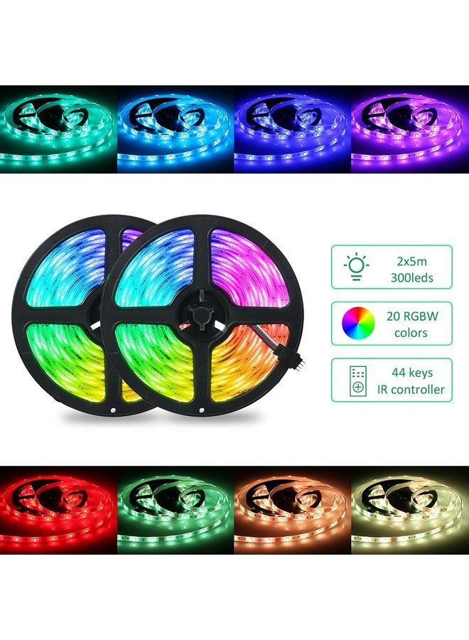 شريط إضاءة مقاوم للماء بإضاءة متعددة الألوان RGB مع جهاز تحكم عن بعد متعدد الألوان 2 x 5متر - Image 4