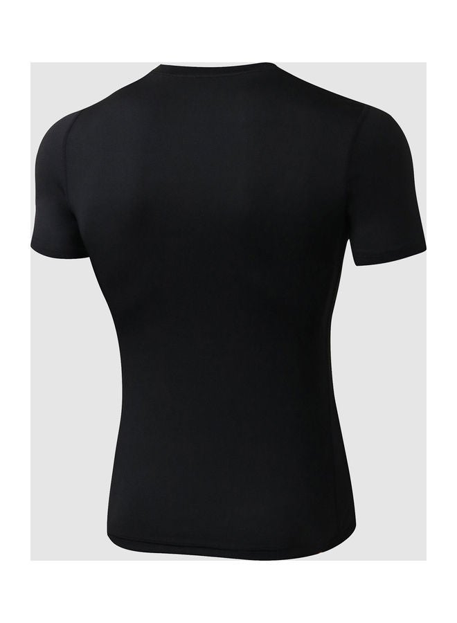 Generic Men Elastic Slim O-Neck Short Sleeves Sport T-Shirt  - Image 2