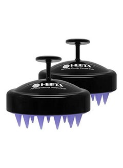 Heeta 2-Piece Scalp Massager Shampoo Brush Set Black/Purple 