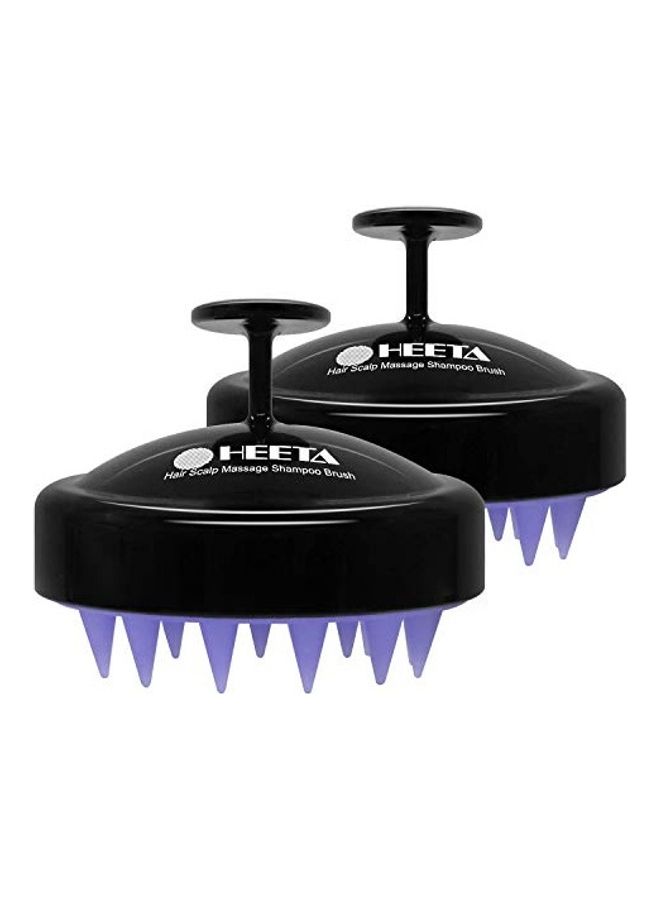 2-Piece Scalp Massager Shampoo Brush Set Black/Purple