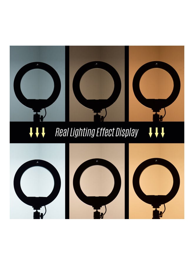 Photography LED Ring Light Set With Stand Black/White - Image 4