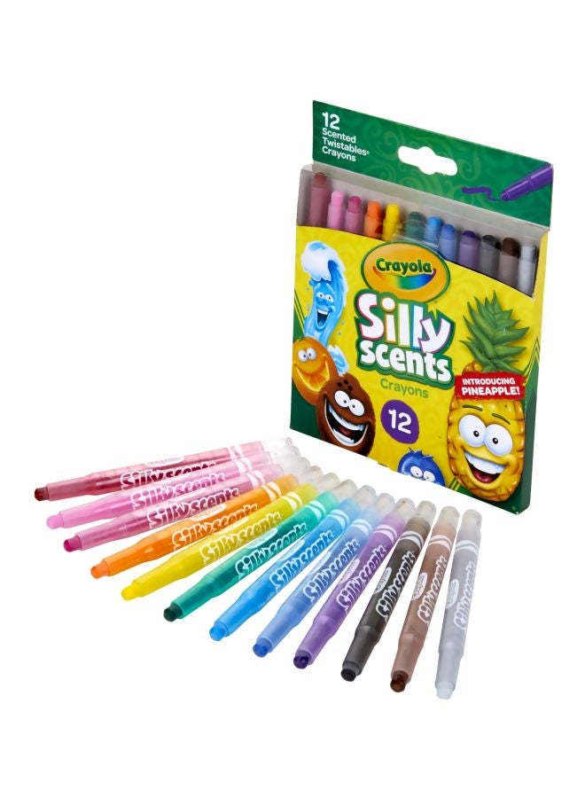 Crayola 12-Piece Mini Silly Scented Twistable Crayons Introducing Pineapple - Multicolour 12.4x1.1x15.4cm - Image 1