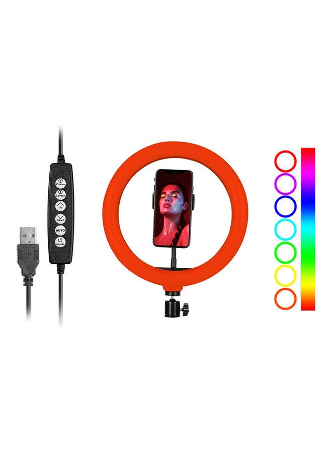 طقم حلقة سيلفي مع إضاءة LED قابلة للتعتيم بإضاءة متعددة الألوان RGB مقاس 10 بوصات متعدد الألوان - Image 1