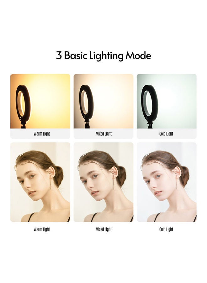 طقم حلقة سيلفي مع إضاءة LED قابلة للتعتيم بإضاءة متعددة الألوان RGB مقاس 10 بوصات متعدد الألوان - Image 4