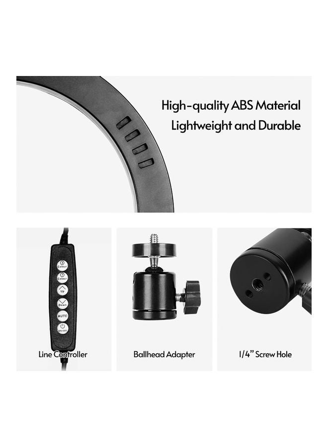 طقم حلقة سيلفي مع إضاءة LED قابلة للتعتيم بإضاءة متعددة الألوان RGB مقاس 10 بوصات متعدد الألوان - Image 5