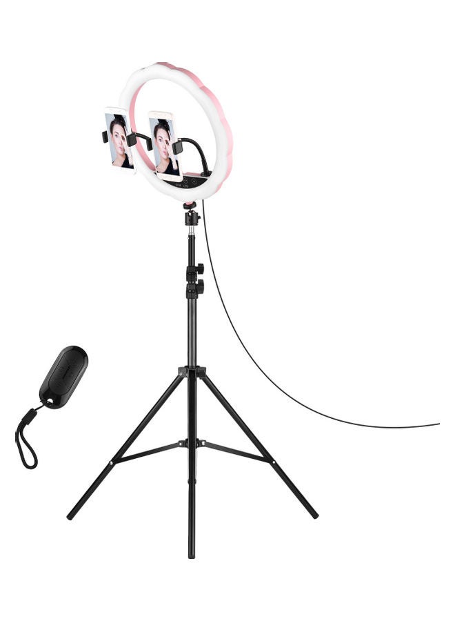 مصباح LED حلقي بإضاءة RGB وردي/أسود - Image 1