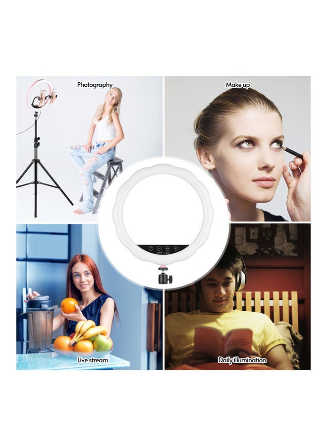 مصباح LED حلقي بإضاءة RGB وردي/أسود - Image 2