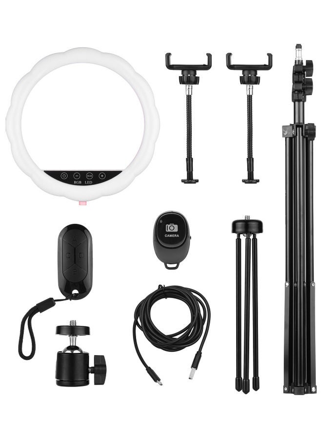 مصباح LED حلقي بإضاءة RGB وردي/أسود - Image 3