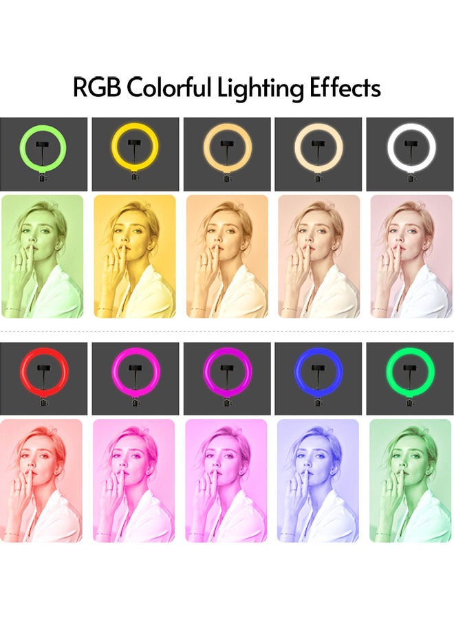 10-Inch LED RGB Dimmable Ring Light Set Multicolour - Image 4