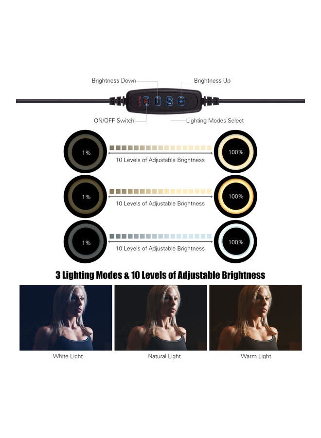 طقم حلقة إضاءة LED للتصوير الاحترافي أسود/ أبيض - Image 5