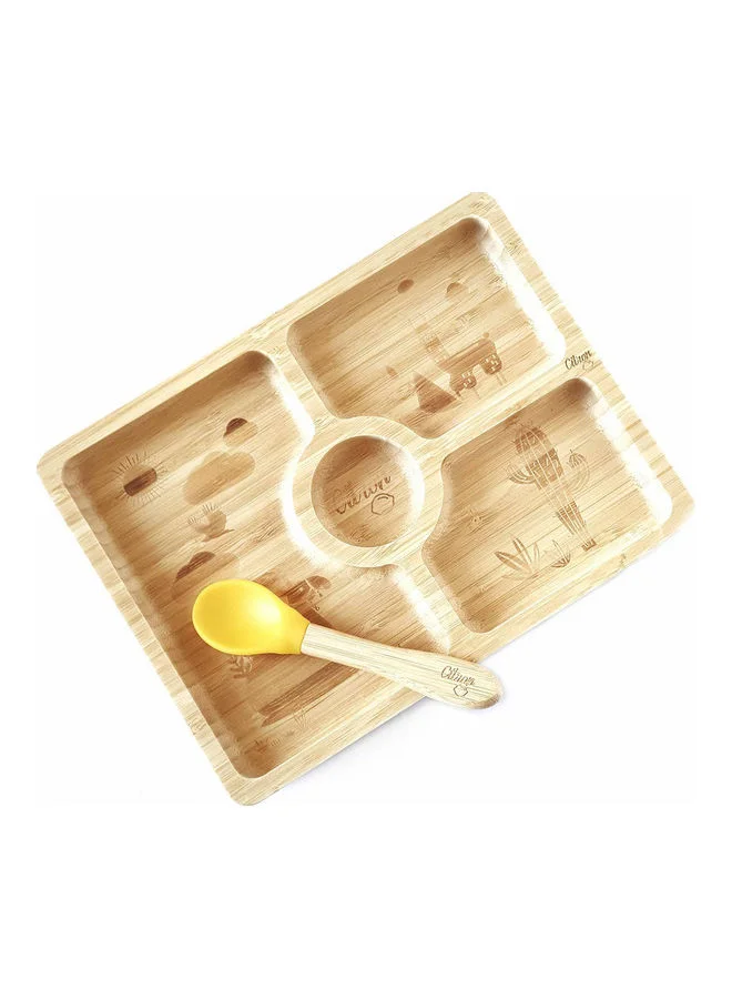 Citron Bamboo Plate + Spoon - Square Yellow