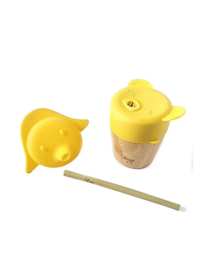 Citron Bamboo Cup W Lids - Yellow