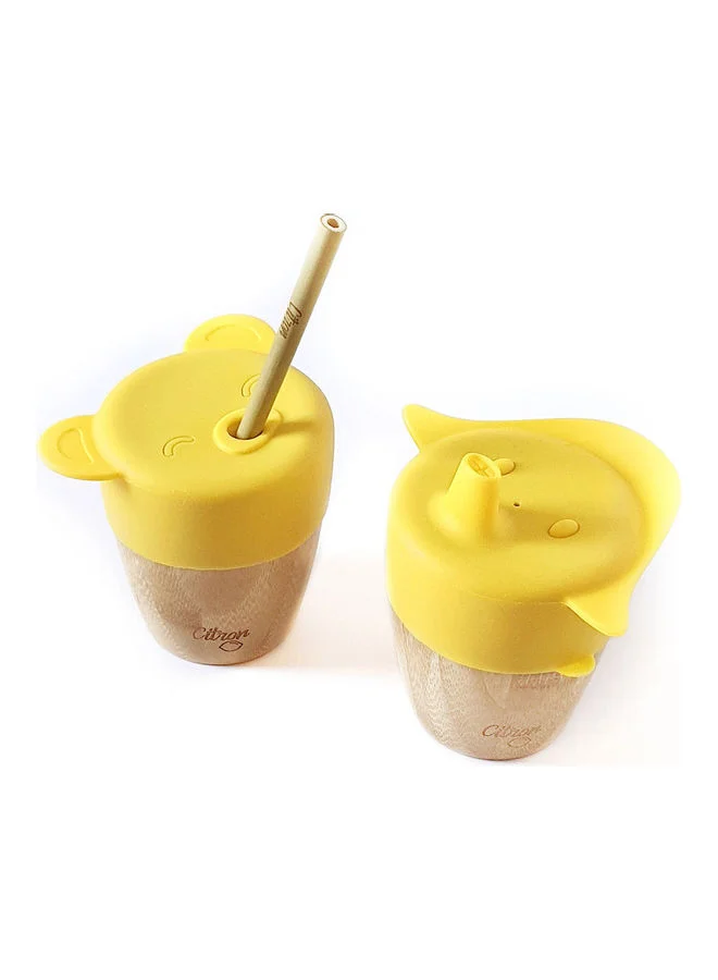 Citron Bamboo Cup W Lids - Yellow