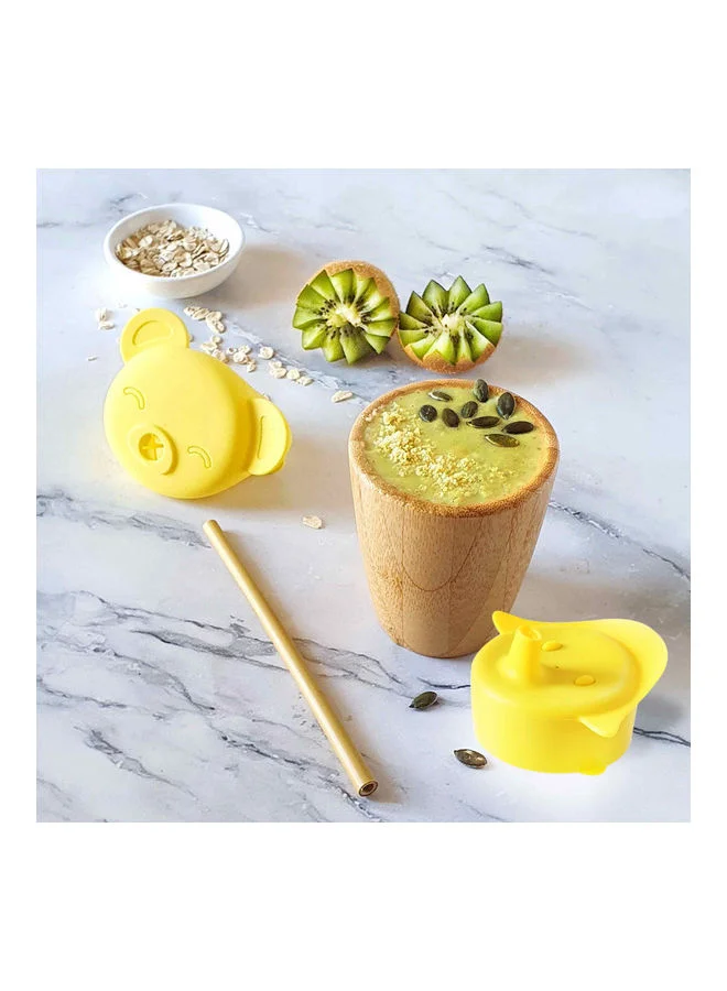 Citron Bamboo Cup W Lids - Yellow