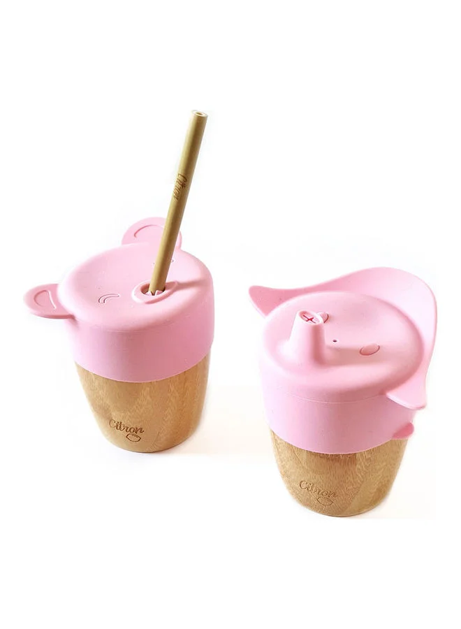 Citron Bamboo Cup W Lids - Pink