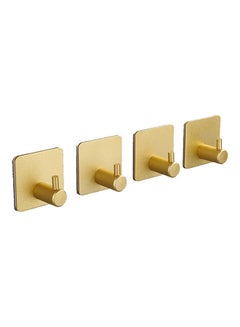 Generic 4-Piece Adhesive Towel Hooks Gold 4.5*4.5cm  - Image 1