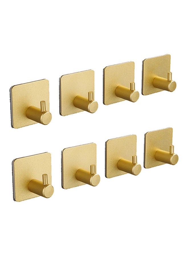 8-Piece Adhesive Towel Hooks Gold 4.5x4.5cm  - Image 1