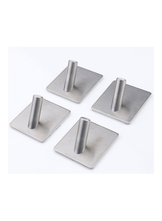 8-Piece Sticky Wall Hanger Hooks Silver 4.5x4.5cm  - Image 3