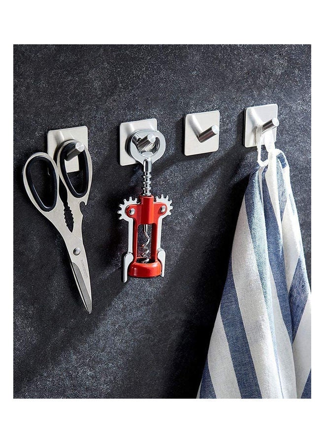 8-Piece Sticky Wall Hanger Hooks Silver 4.5x4.5cm  - Image 4