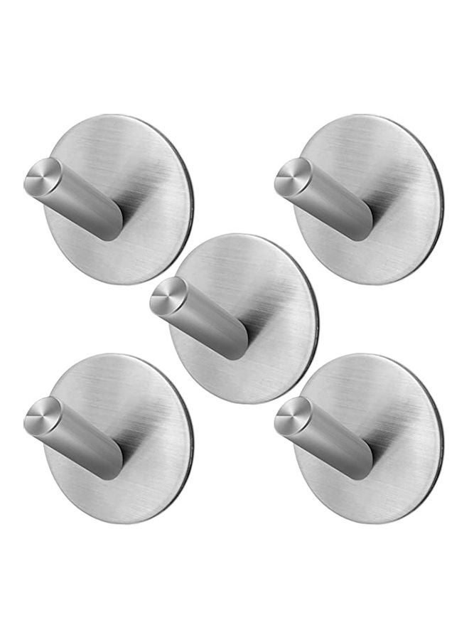 خطافات تعليق لاصقة للجدار من 5 قطع فضي 5x5سم - Image 1