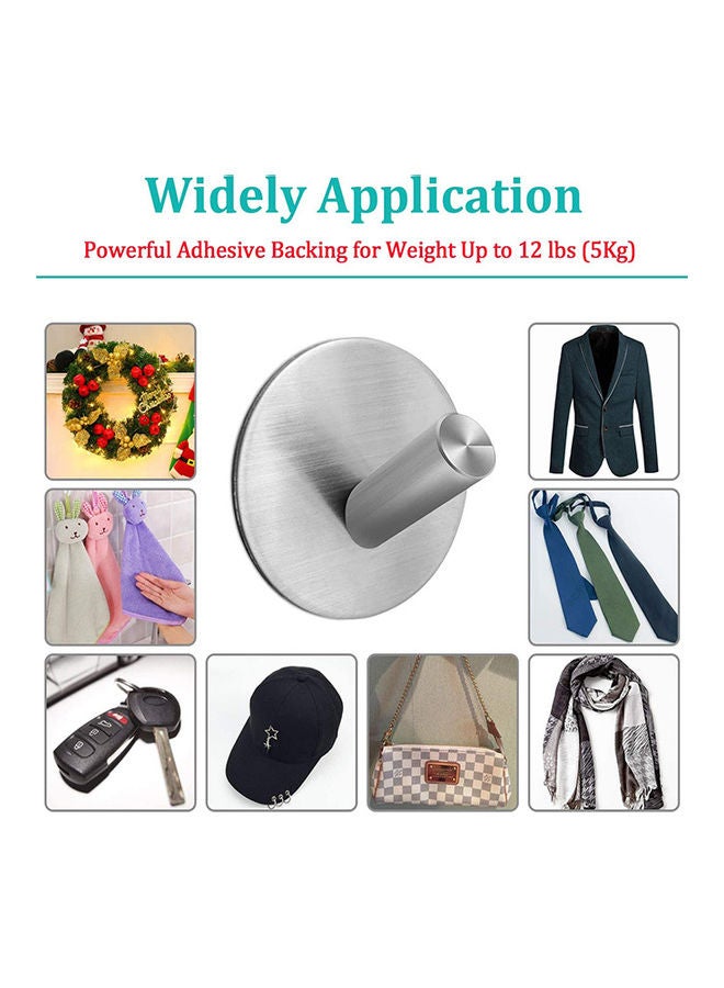 خطافات تعليق لاصقة للجدار من 5 قطع فضي 5x5سم - Image 3